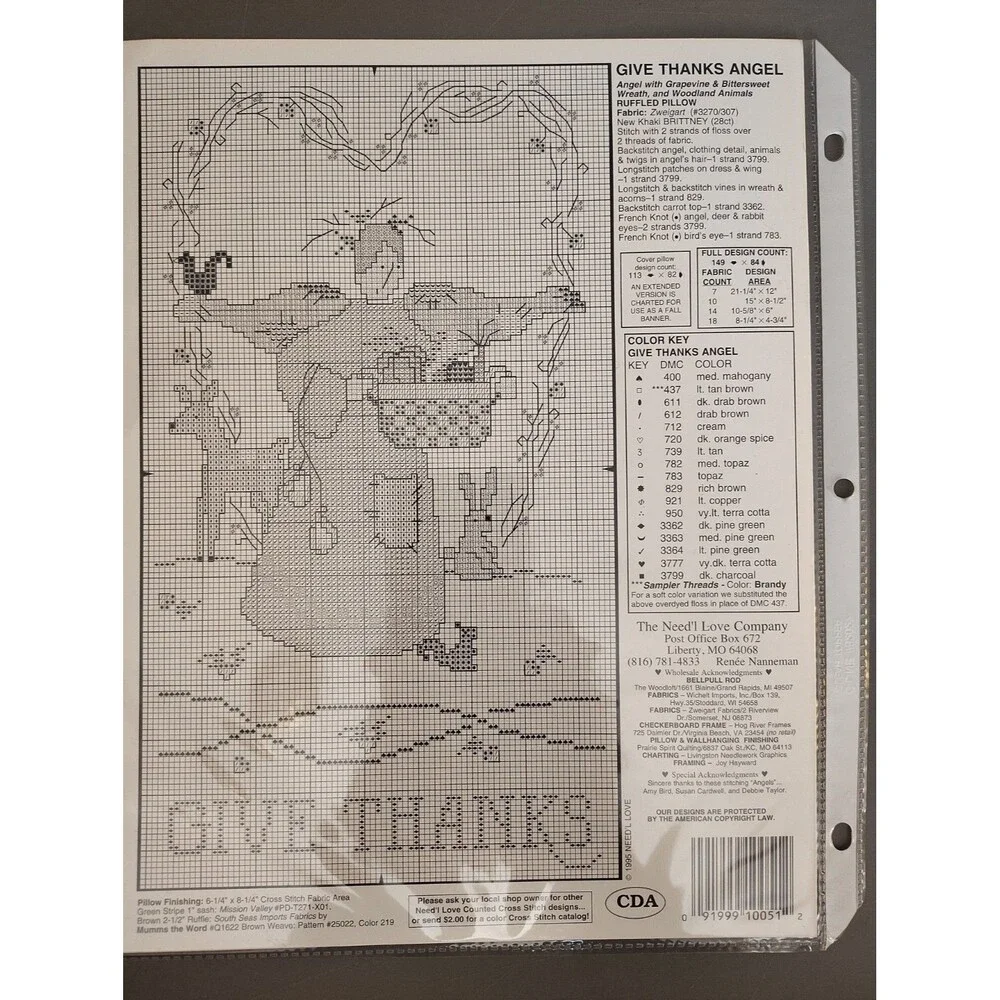 Need'l Love HEARTLAND ANGELS Cross Stitch Pattern Leaflet Diane Arthurs Vintage